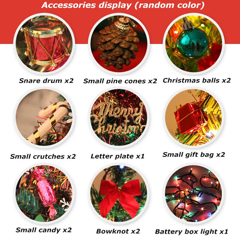 30  Long Tabletop Artificial Small Mini Christmas Tree W LED Lights Ornament