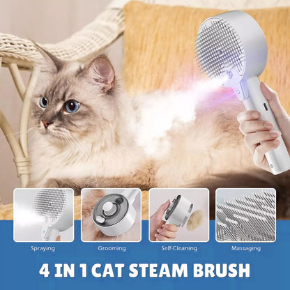 4-in-1 Cat Steam Brush – Electric Pet Spray Massager & Hair Removal Comb for Cats & Dogs