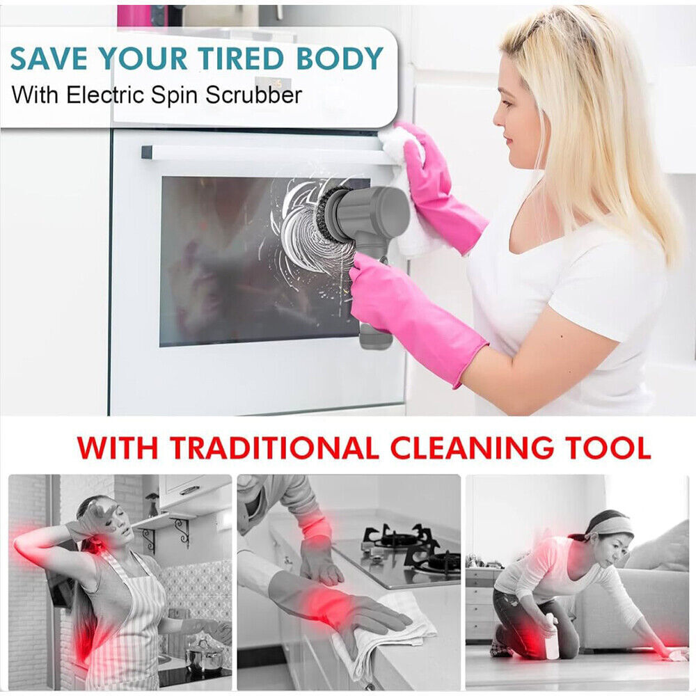 Rechargeable Electric Cordless Spin Scrubber – Turbo Cleaning Brush for Bathroom, Kitchen & Home