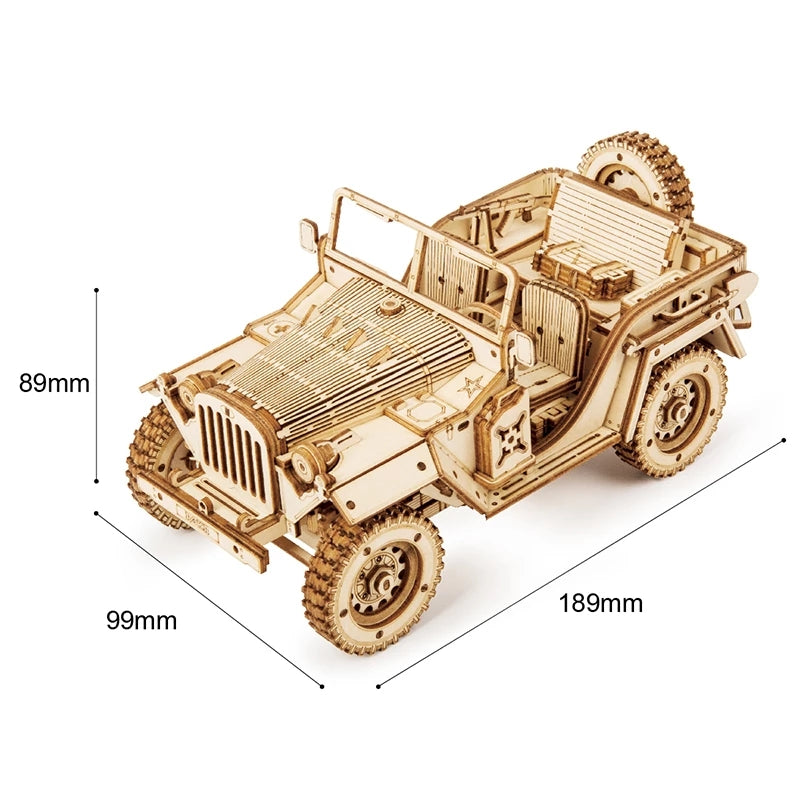 3D Wooden Army Jeep Puzzle – Scale DIY Wooden Model Kit | Mechanical Puzzle Toy | Christmas Gift for Kids & Adults