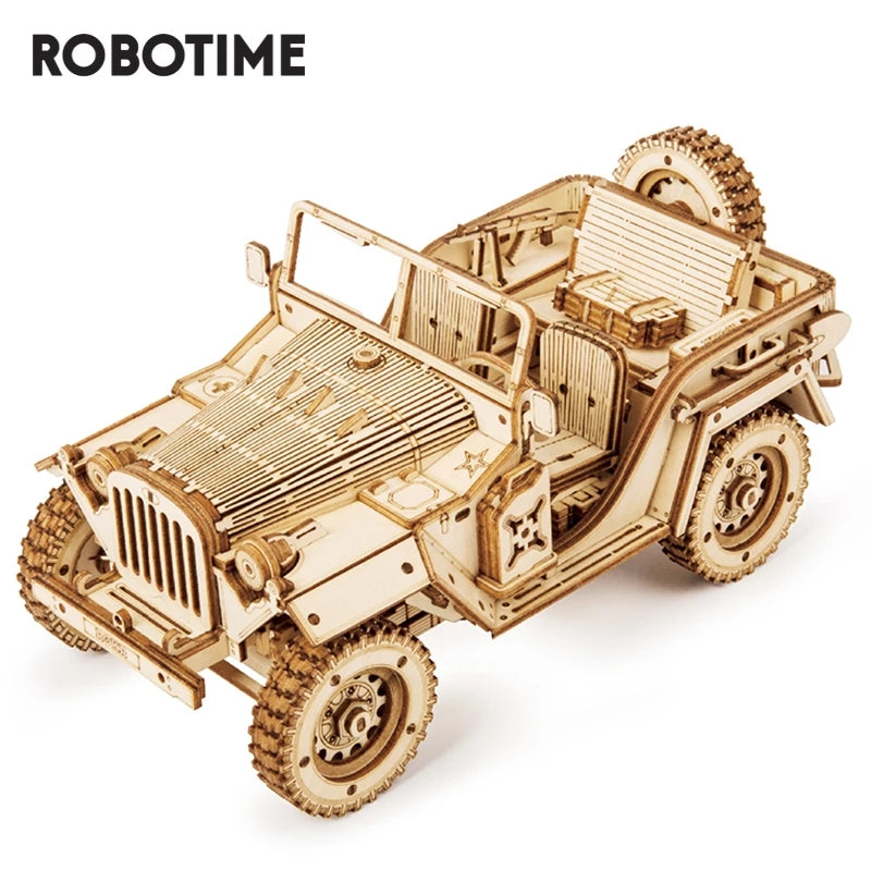 3D Wooden Army Jeep Puzzle – Scale DIY Wooden Model Kit | Mechanical Puzzle Toy | Christmas Gift for Kids & Adults