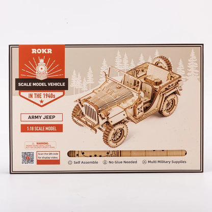 3D Wooden Army Jeep Puzzle – Scale DIY Wooden Model Kit | Mechanical Puzzle Toy | Christmas Gift for Kids & Adults