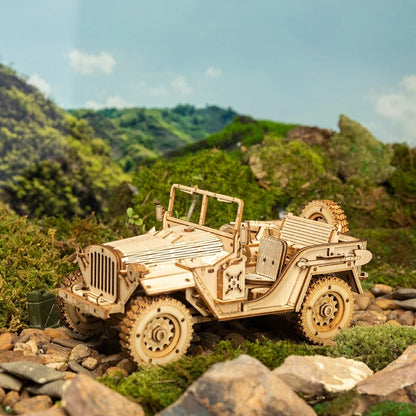 3D Wooden Army Jeep Puzzle – Scale DIY Wooden Model Kit | Mechanical Puzzle Toy | Christmas Gift for Kids & Adults