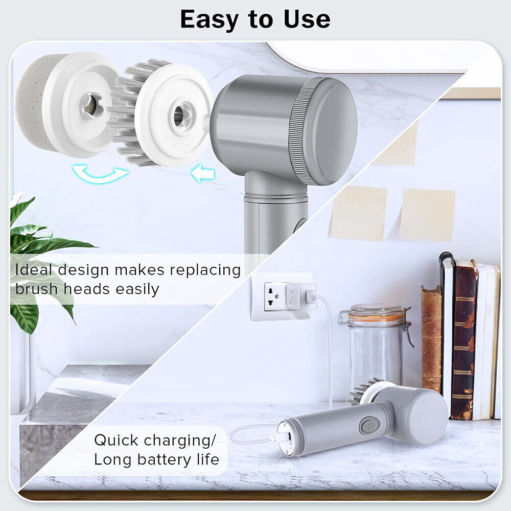 Rechargeable Electric Cordless Spin Scrubber – Turbo Cleaning Brush for Bathroom, Kitchen & Home