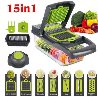 15-in-1 Vegetable Chopper & Slicer – Multifunctional Food Chopper, Dicer, Peeler, Cutter | Kitchen Gadget for Salad, Fruits & Vegetables