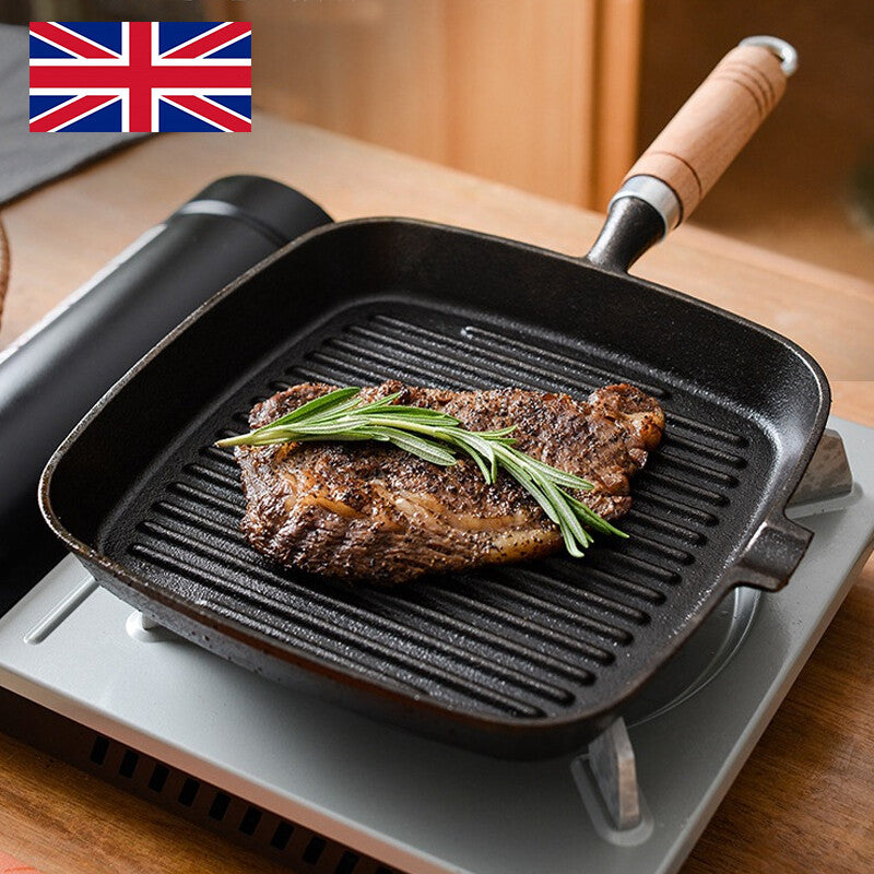 Non-Stick Grill Pan with Pouring Lips – Induction Griddle Frying Pan for Steak, Meat & Veggies