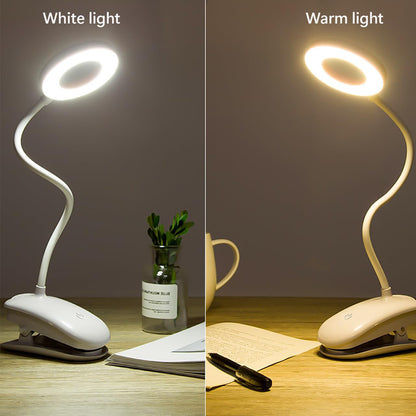 LED Rechargeable Clip-On Desk Lamp – Flexible Gooseneck Reading Light with Clamp | USB Rechargeable Night Lamp
