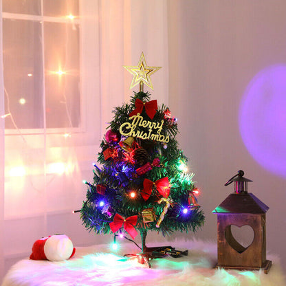 30  Long Tabletop Artificial Small Mini Christmas Tree W LED Lights Ornament