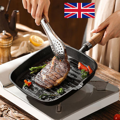 Non-Stick Grill Pan with Pouring Lips – Induction Griddle Frying Pan for Steak, Meat & Veggies