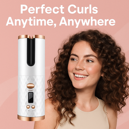 Cordless Automatic Hair Curler – Rechargeable Cordless Ceramic Rotating Curling Iron with LCD Display