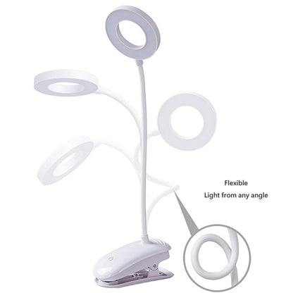 LED Rechargeable Clip-On Desk Lamp – Flexible Gooseneck Reading Light with Clamp | USB Rechargeable Night Lamp