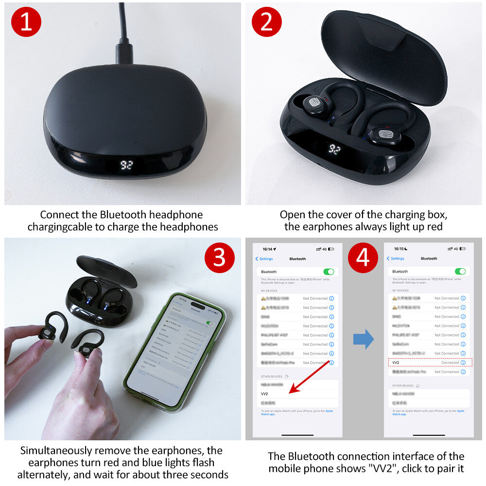 Sports Wireless Bluetooth Earphones – Ear Hook Running Headphones | High Bass Wireless Earbuds for Gym & Workout