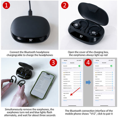 Sports Wireless Bluetooth Earphones – Ear Hook Running Headphones | High Bass Wireless Earbuds for Gym & Workout