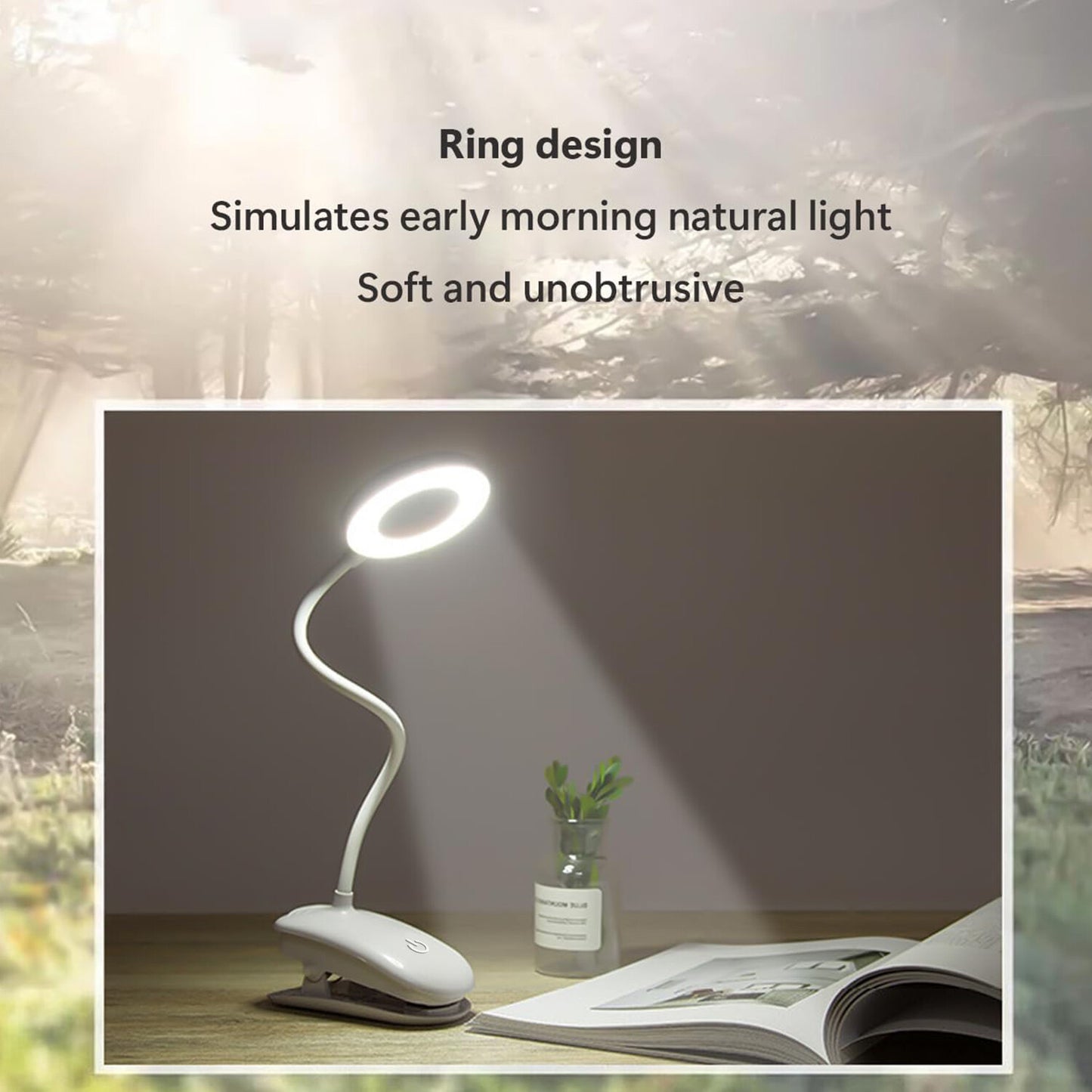 LED Rechargeable Clip-On Desk Lamp – Flexible Gooseneck Reading Light with Clamp | USB Rechargeable Night Lamp